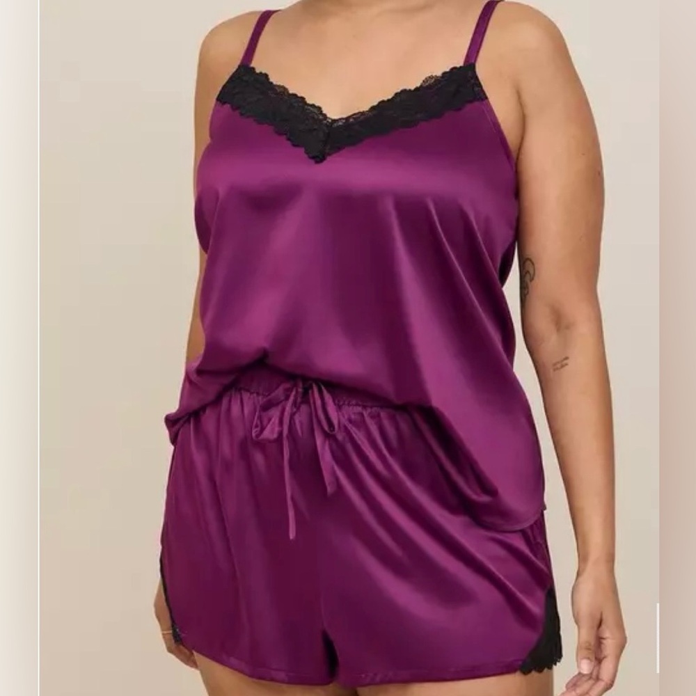 Torrid Sleep Dream Satin Lace Trim Sleeveless Sleep Cami Set